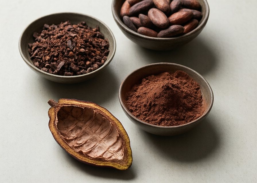 Raw cacao beans and nibs
