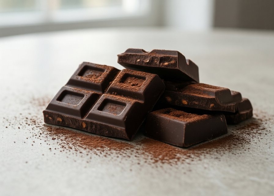 Squares of dark chocolate
