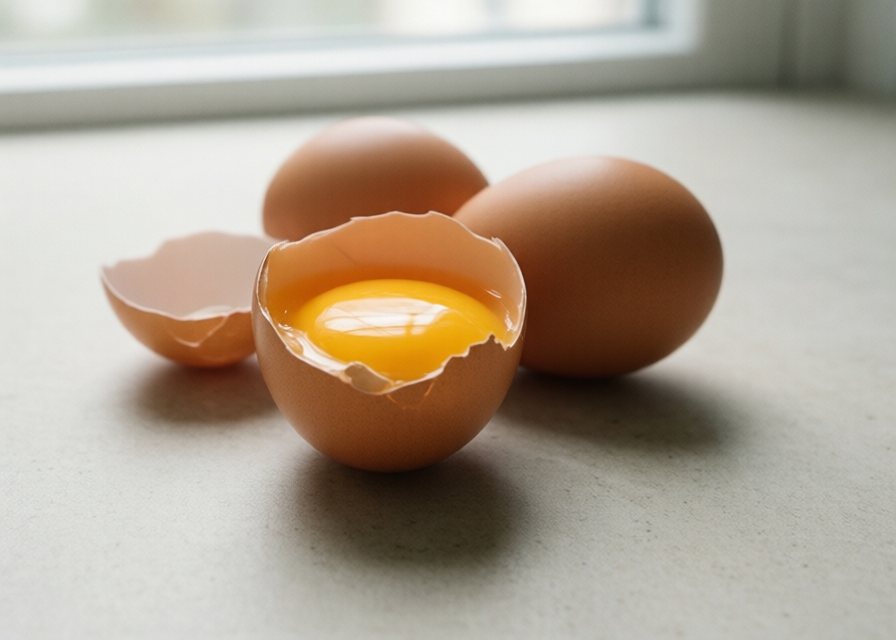 Eggs showing the nutrient-rich yolk