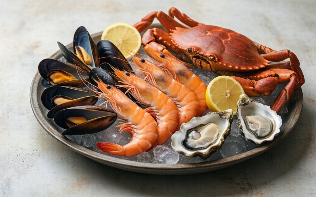Shellfish: prawns, mussels and oysters
