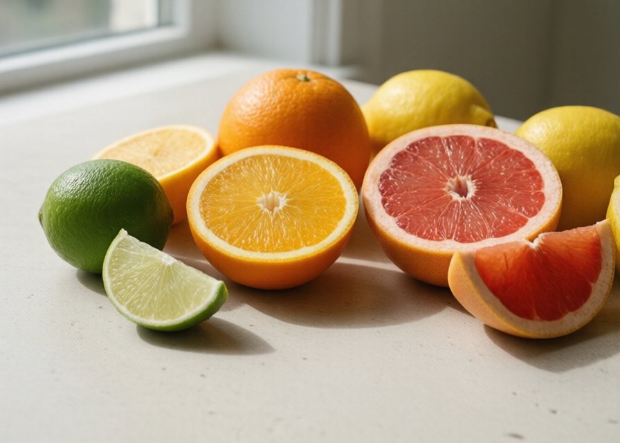 Citrus fruit: oranges, lemons, grapefruit