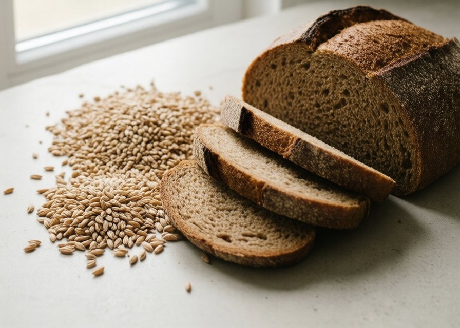 Rye and wholewheat bread and grains