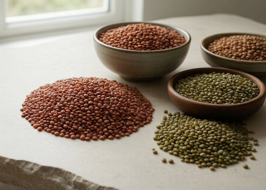 Red and green lentils