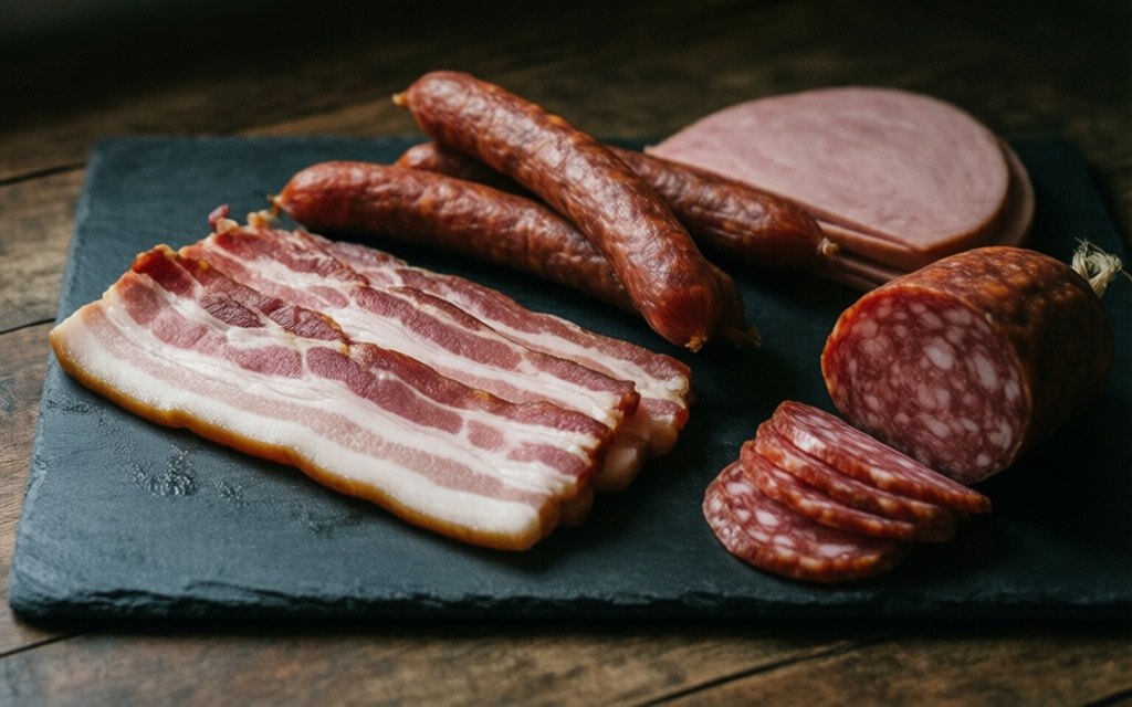 Processed meat: bacon, ham and sausages
