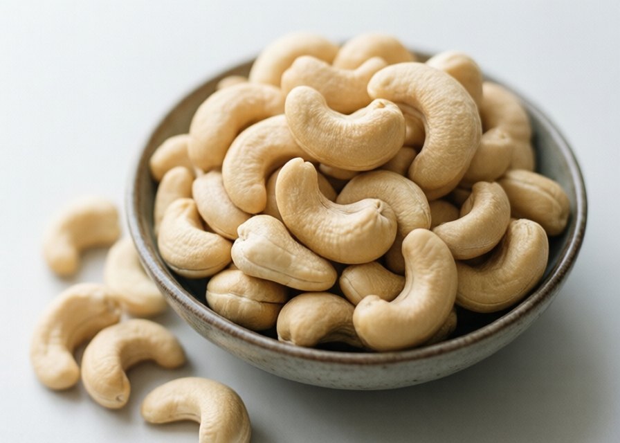 Raw cashew kernels piled in a small bowl