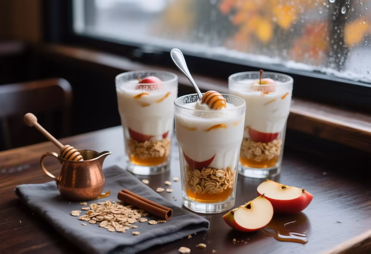 Autumn Skyr Parfait with Toasted Oats and Cinnamon Apples