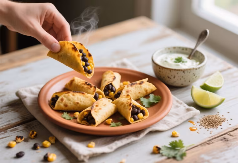 Baked Black Bean and Corn Taquito Bites