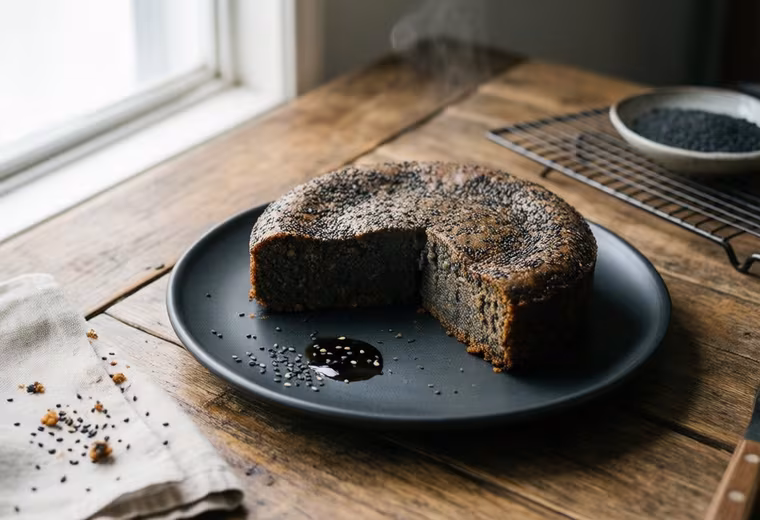 Black Sesame Oat & Tofu Soft Protein Cake