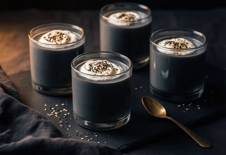 Black Sesame Skyr Pudding with Toasted Sesame Crunch
