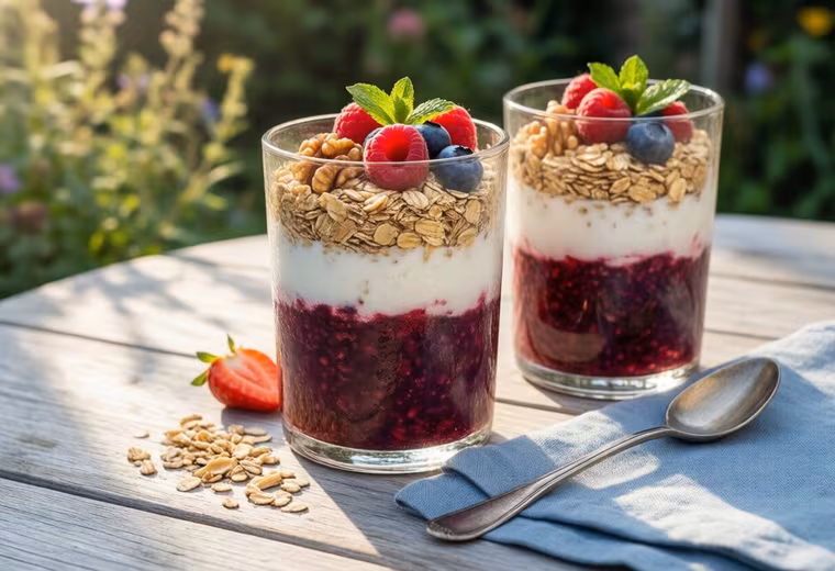British Summer Berry & Chia Parfait with Vanilla Skyr
