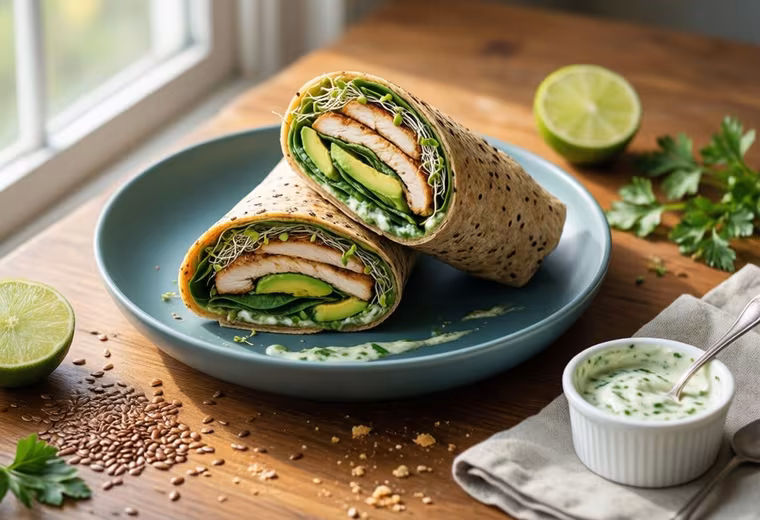 California Seeded Chicken & Avocado Wraps with Yogurt Herb Spread