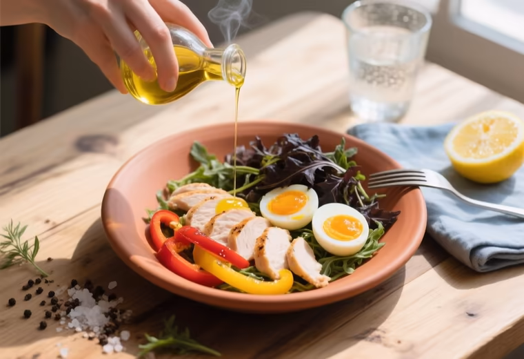 Charred Pepper, Chicken and Soft-Egg Brunch Plate