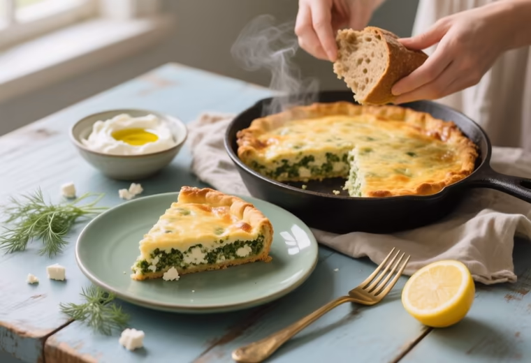 Crustless Spanakopita Brunch Bake with Whipped Feta