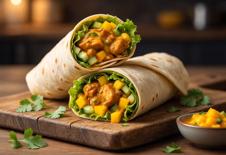 Curry Chicken Wraps with Mango Salsa