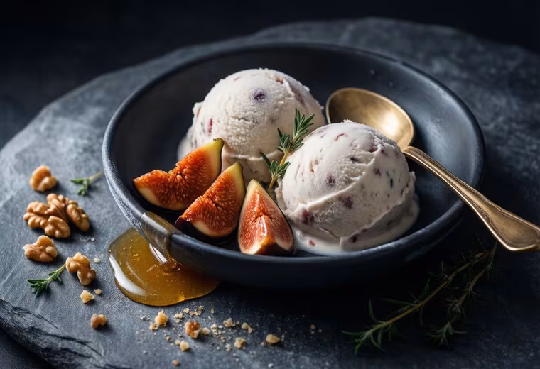 Greek Fig and Honey Frozen Yogurt with Toasted Walnuts