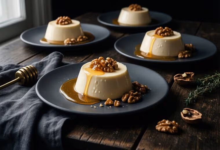 Greek Honey-Walnut Yogurt Panna Cotta