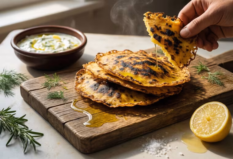 Greek Socca Wedges with Oregano and Lemon
