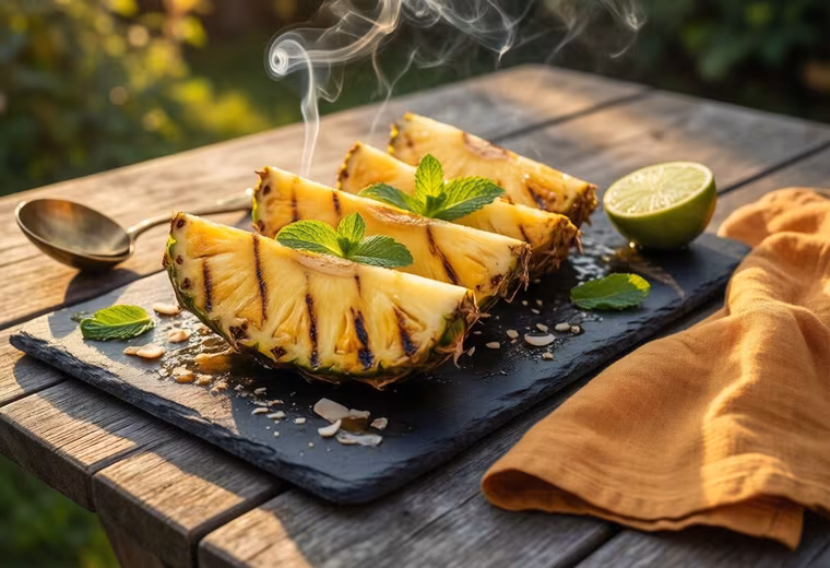 Grilled Pineapple with Lime, Mint, and Toasted Coconut