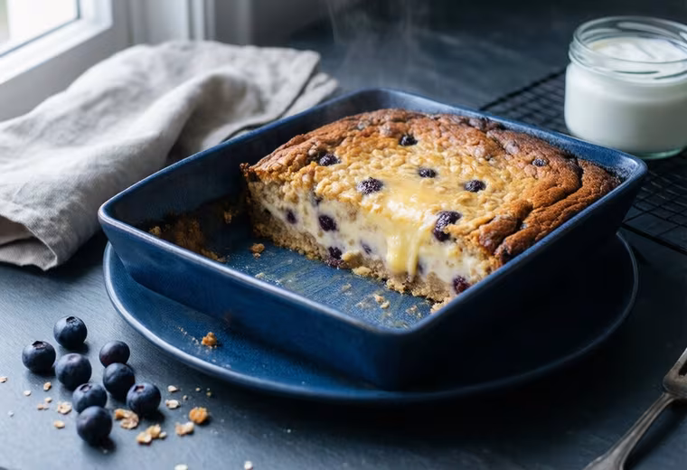 Icelandic Skyr & Oat Custard Bake with Bilberries