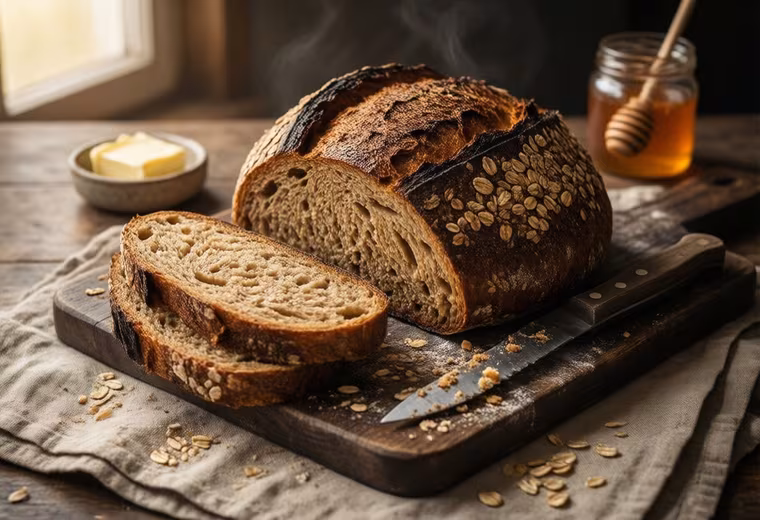 Kefir Brown Soda Bread with Oats and Toasted Wheat Germ