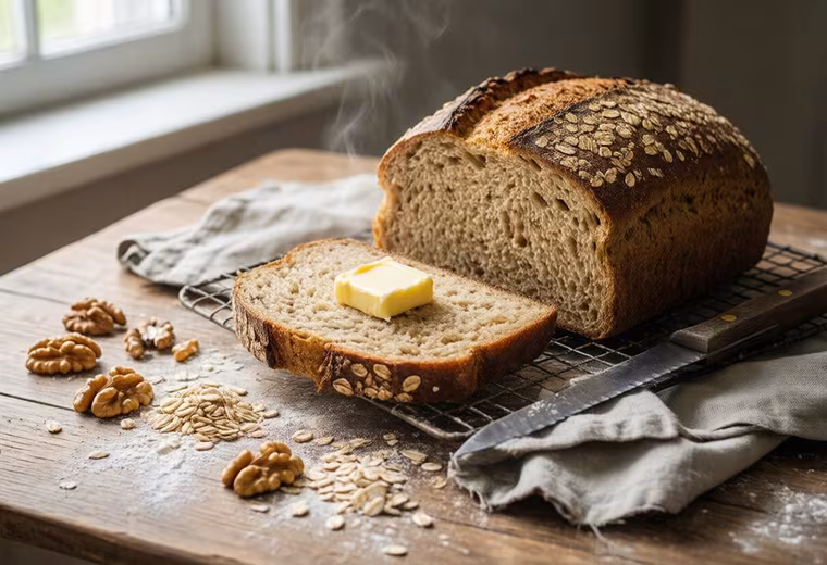 Lower-Sugar Banana & Oat Flour Bread with Greek Yogurt