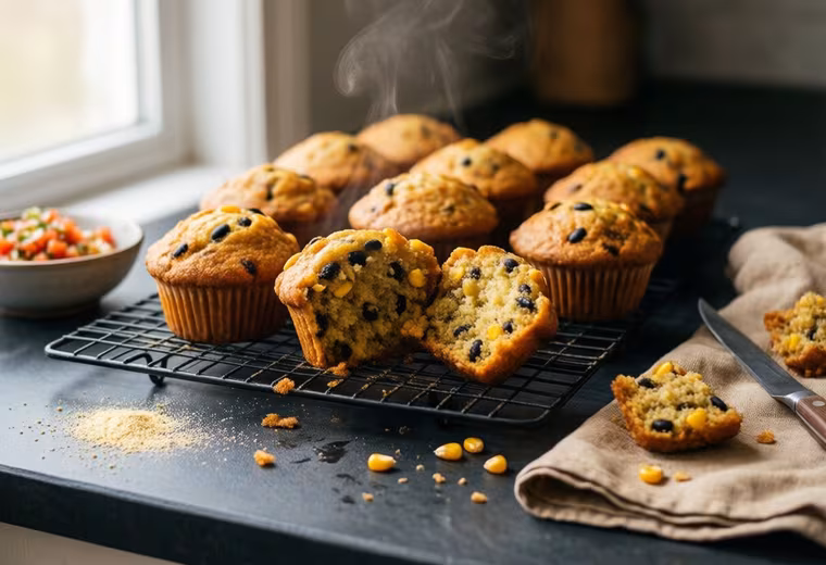 Masa, Black Bean & Corn Breakfast Muffins (Gluten-Free, Vegetarian)