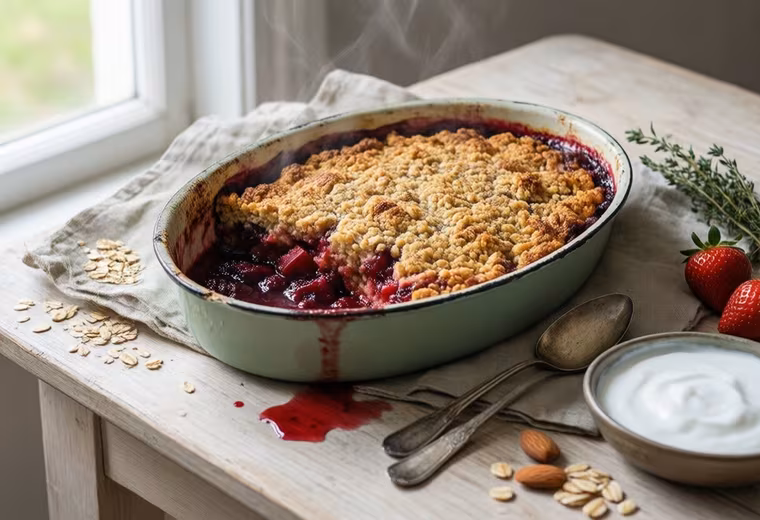 Nordic Rhubarb & Berry Oat Bake