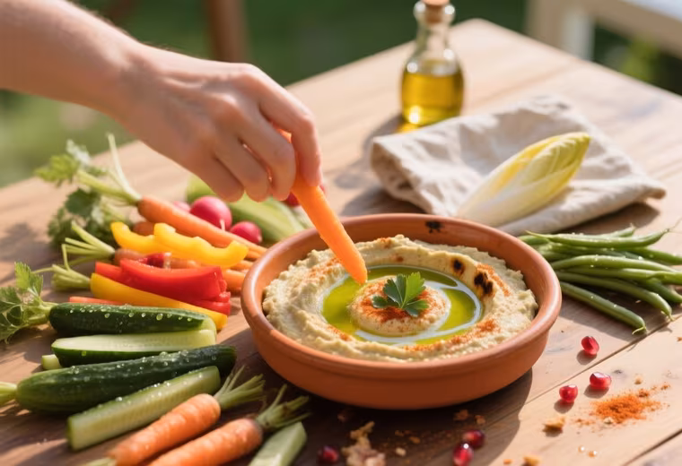 Smoky Charred Eggplant Baba Ganoush with Summer Crudités