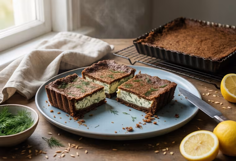 Spring Rye, Cottage Cheese & Dill Squares