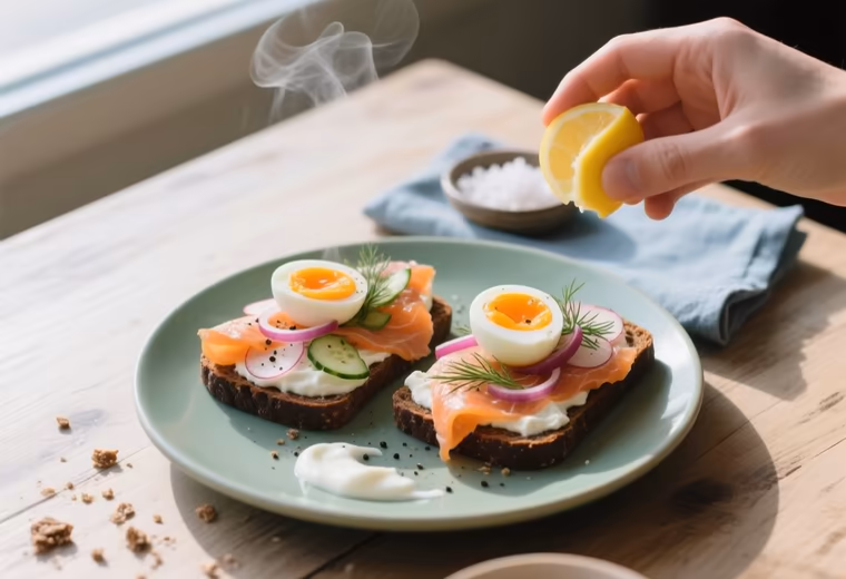 Spring Rye Plate with Smoked Salmon and Soft-Boiled Egg