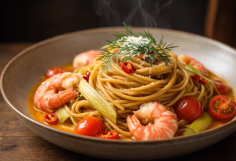 Swedish Crayfish Pasta with Saffron & Fennel