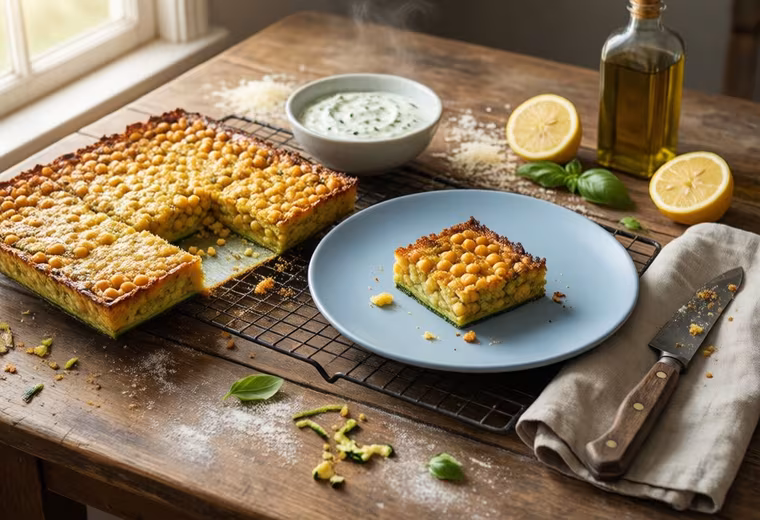 Tuscan Zucchini & Parmesan Chickpea Squares (Hot Sheet-Pan)