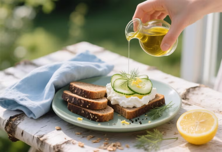 Whipped Cottage Cheese Rye Toasts with Cucumber and Dill