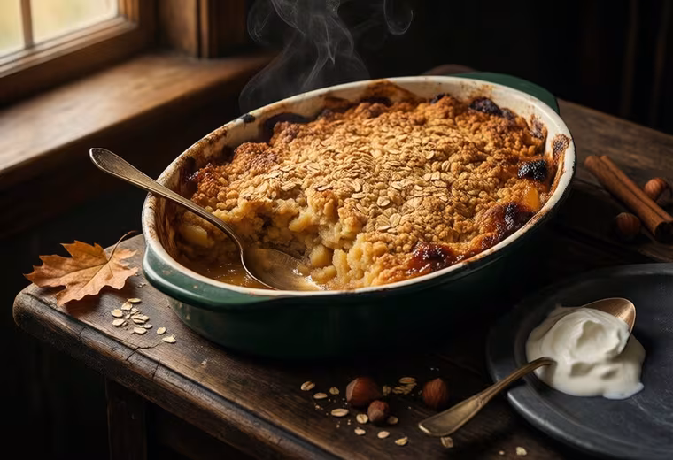Wholemeal Apple-Oat Crumble with Toasted Hazelnuts