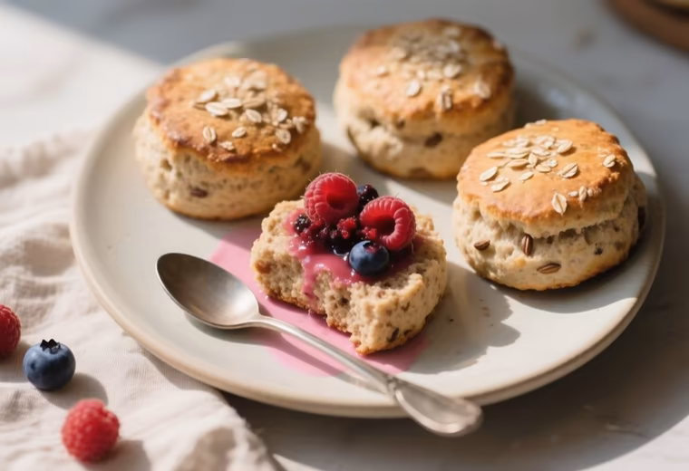 Wholemeal Oat Bran Scones with Crushed Berries