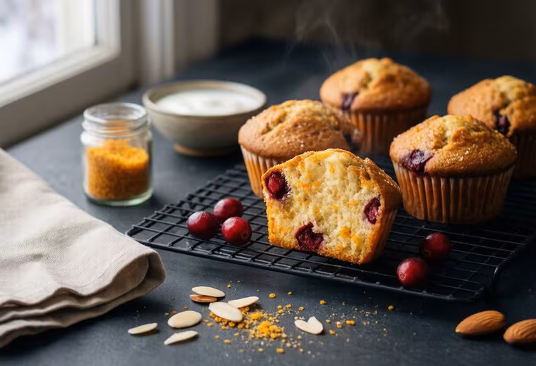 Winter Orange-Cranberry Almond Muffins (Lower-Carb, Gluten-Free)
