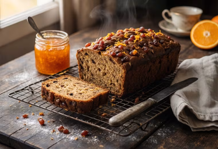 Winter Wholewheat Tea Loaf with Orange‑Soaked Currants