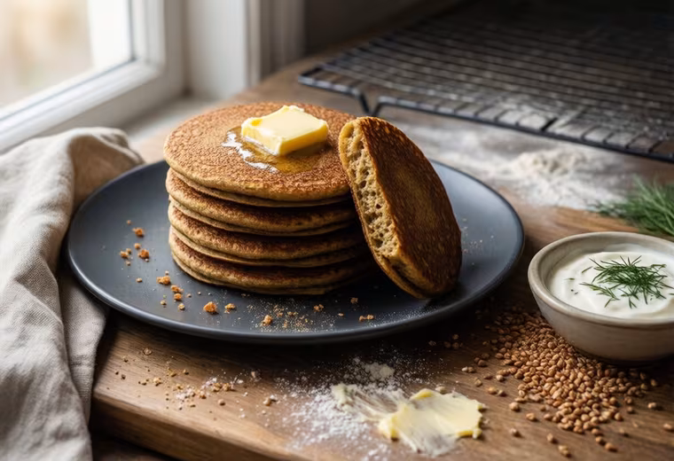 Yeasted Buckwheat Blini-Style Bread Rounds (Kefir Blinchiki)