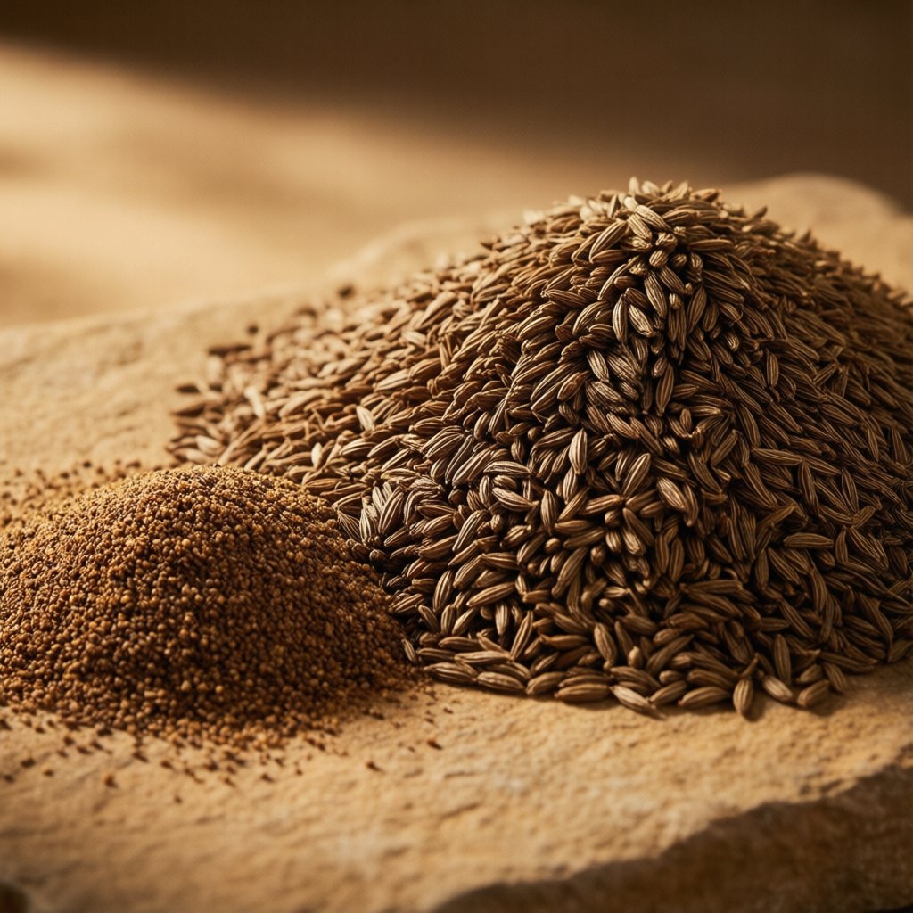 Close-up of dried cumin seeds
