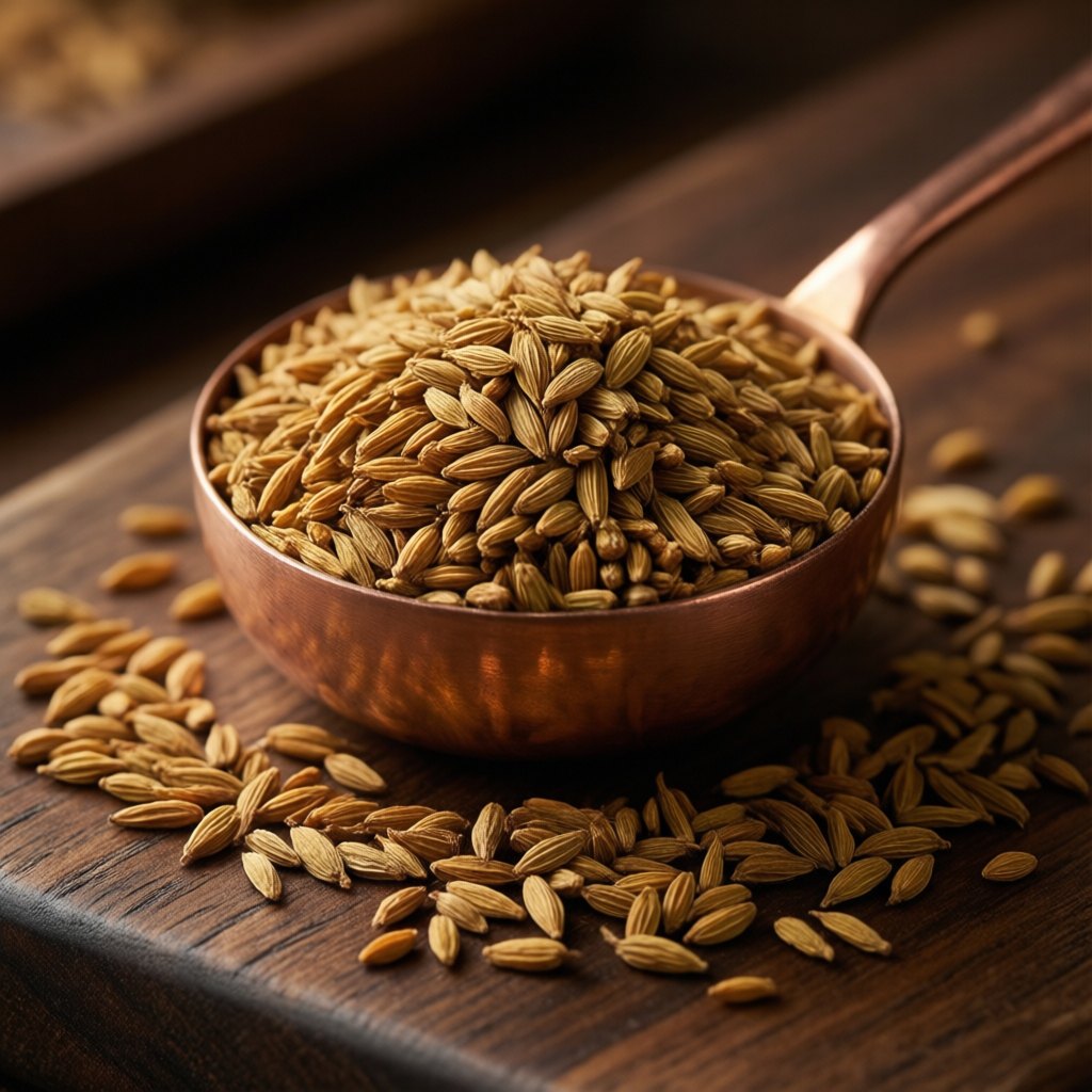 Close-up of golden fenugreek seeds
