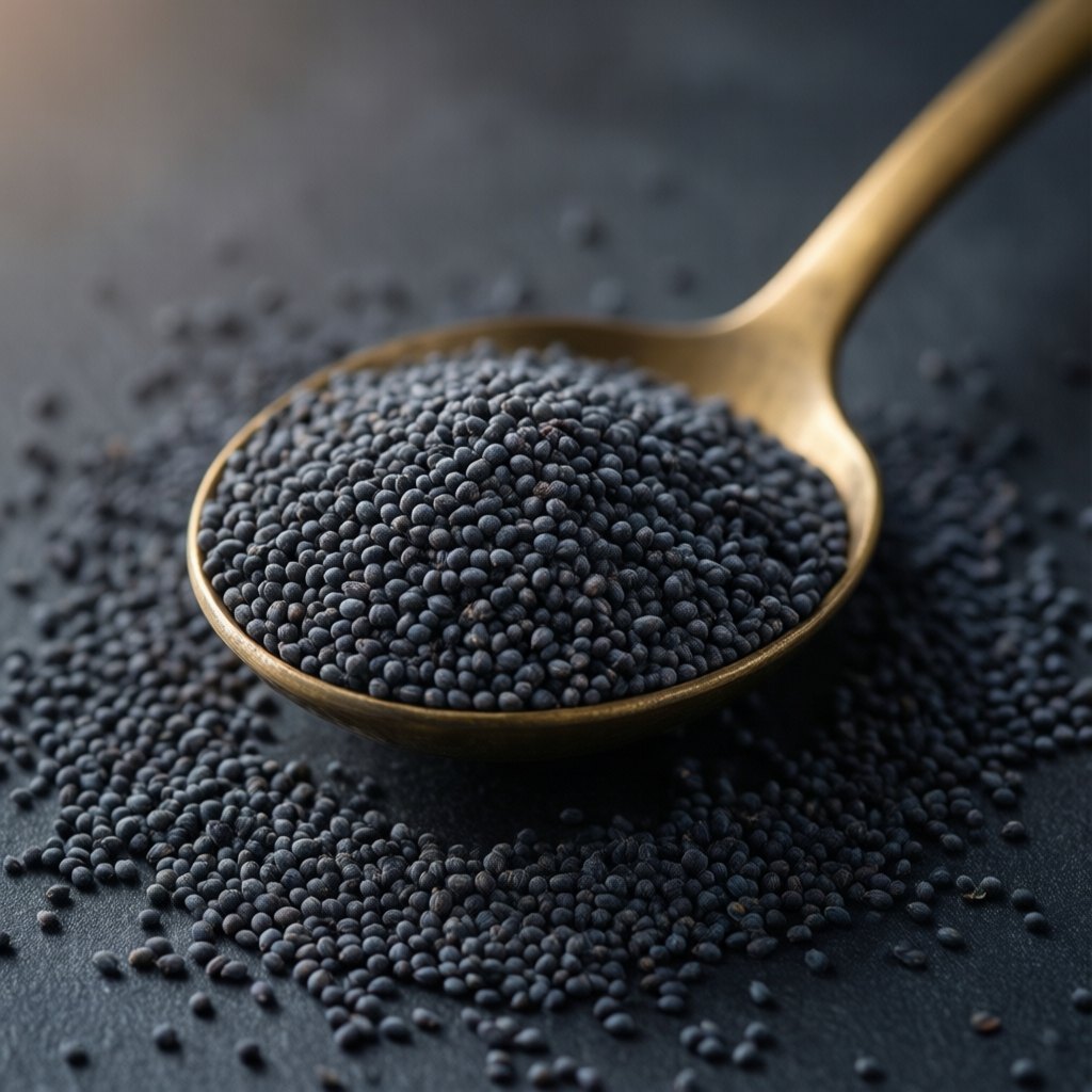 Close-up of blue-grey poppy seeds