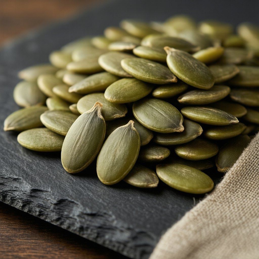 Close-up of green pumpkin seeds