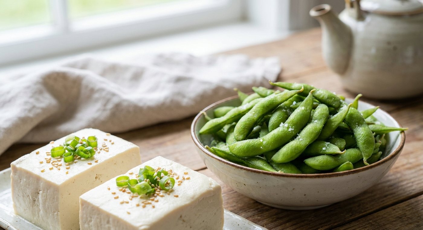 Tofu and edamame beans