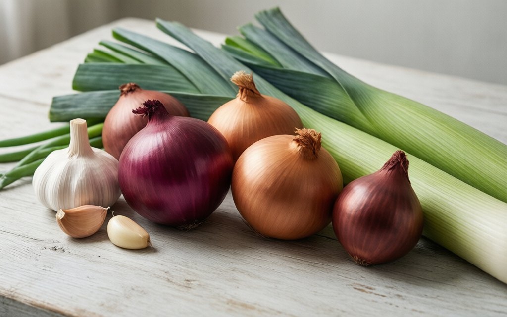 Allium vegetables: garlic, onions and leeks